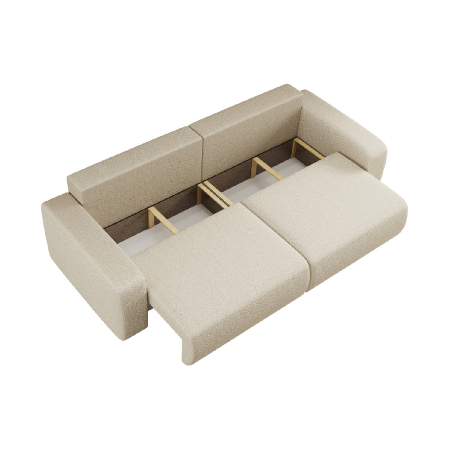 Canapé convertible 3 places – avec coffre de rangement – Tissu bouclette ou velours côtelé – Fabrication européenne