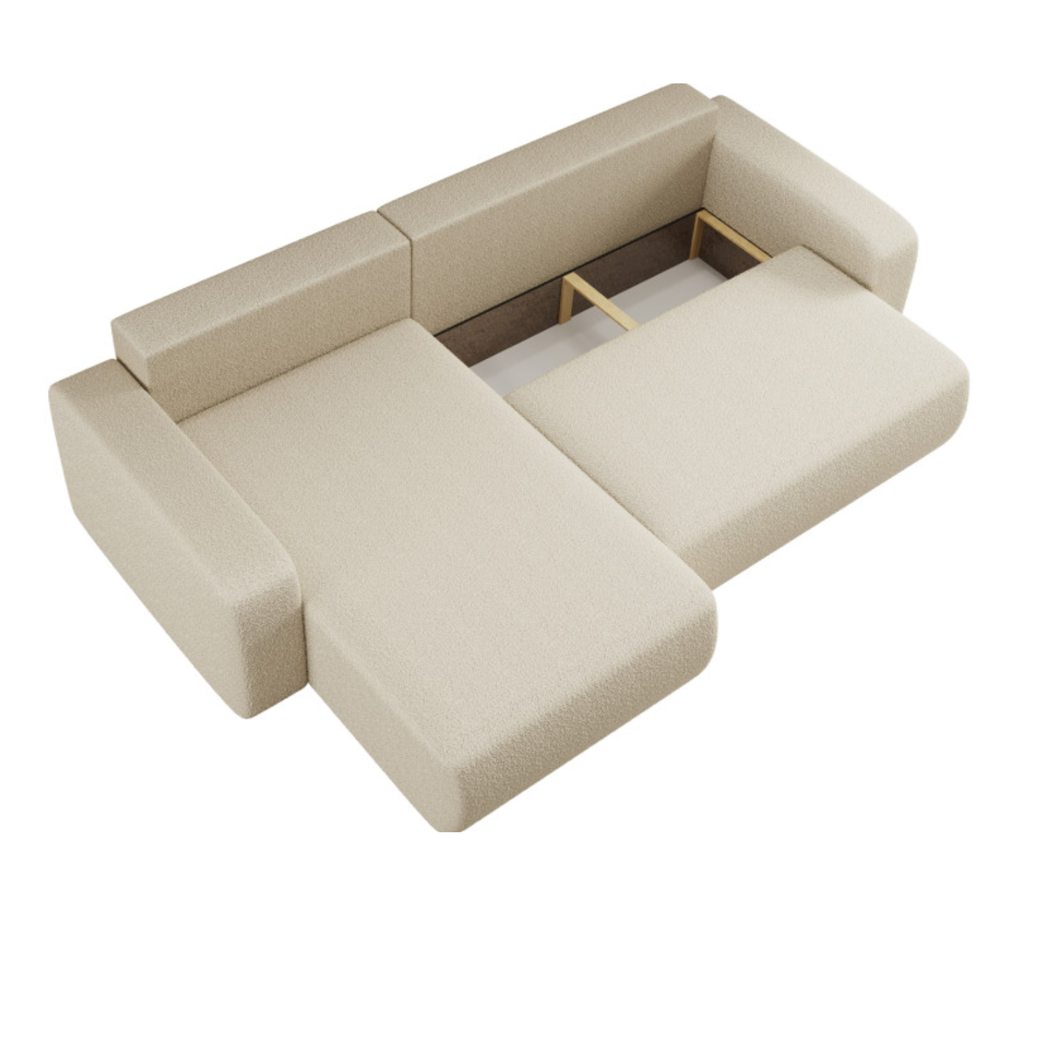 Canapé d'angle max réversible et convertible 5 places en tissu bouclette