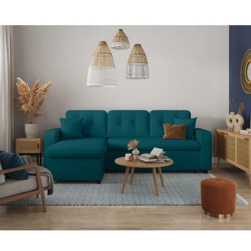 Canapé d'angle convertible réversible en tissu