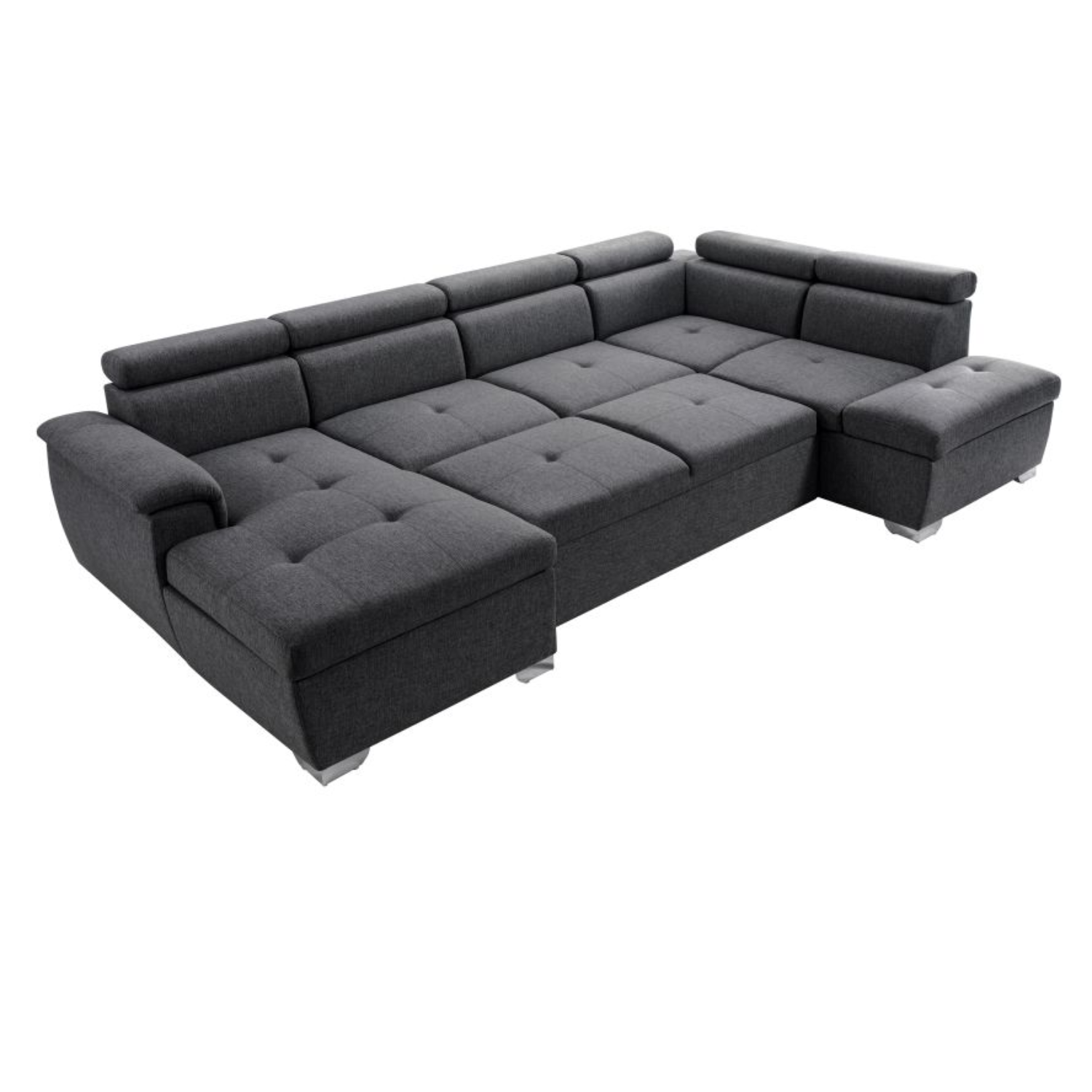 Canapé panoramique convertible avec 2 coffres en tissu
