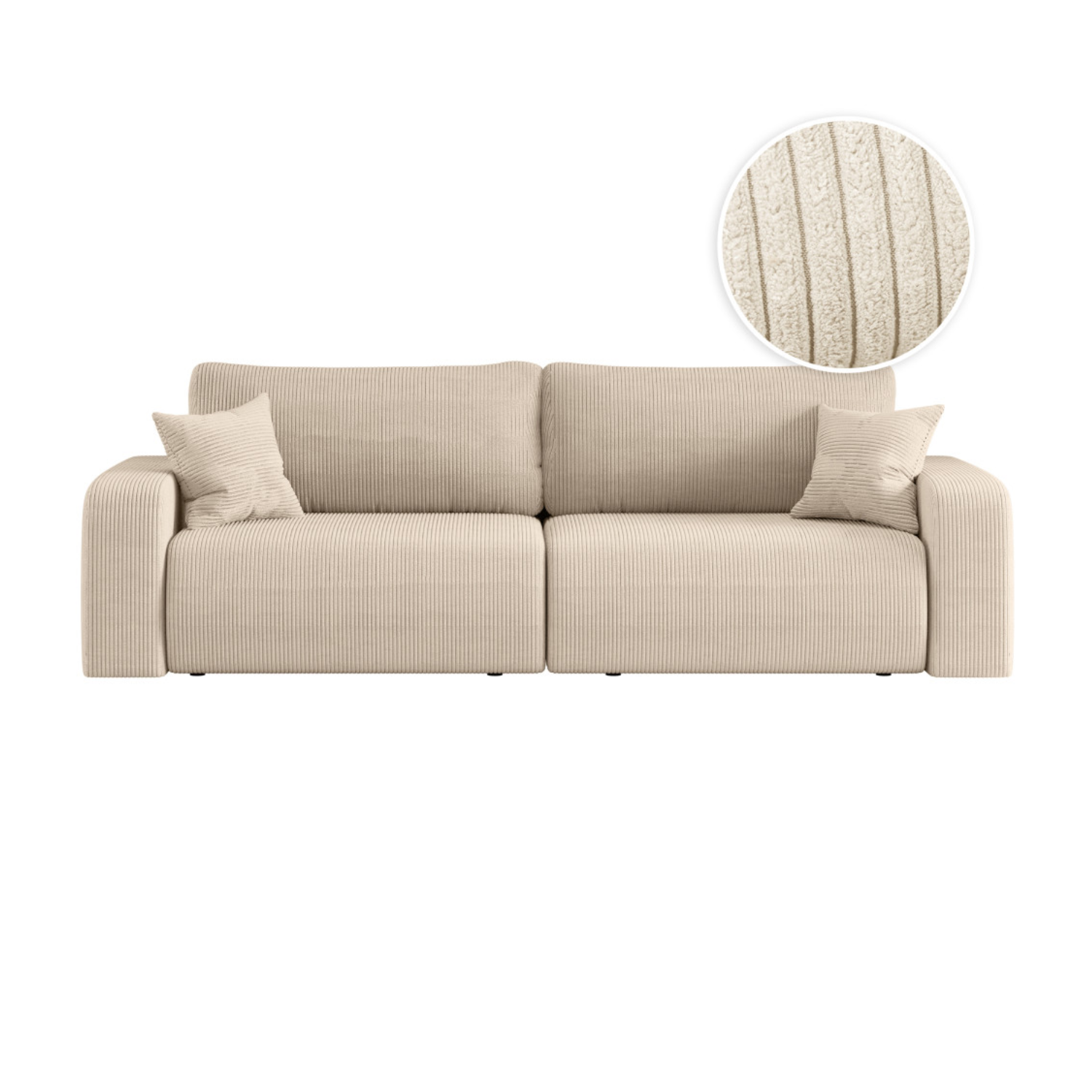 Canapé droit 3 places convertible en velours côtelé