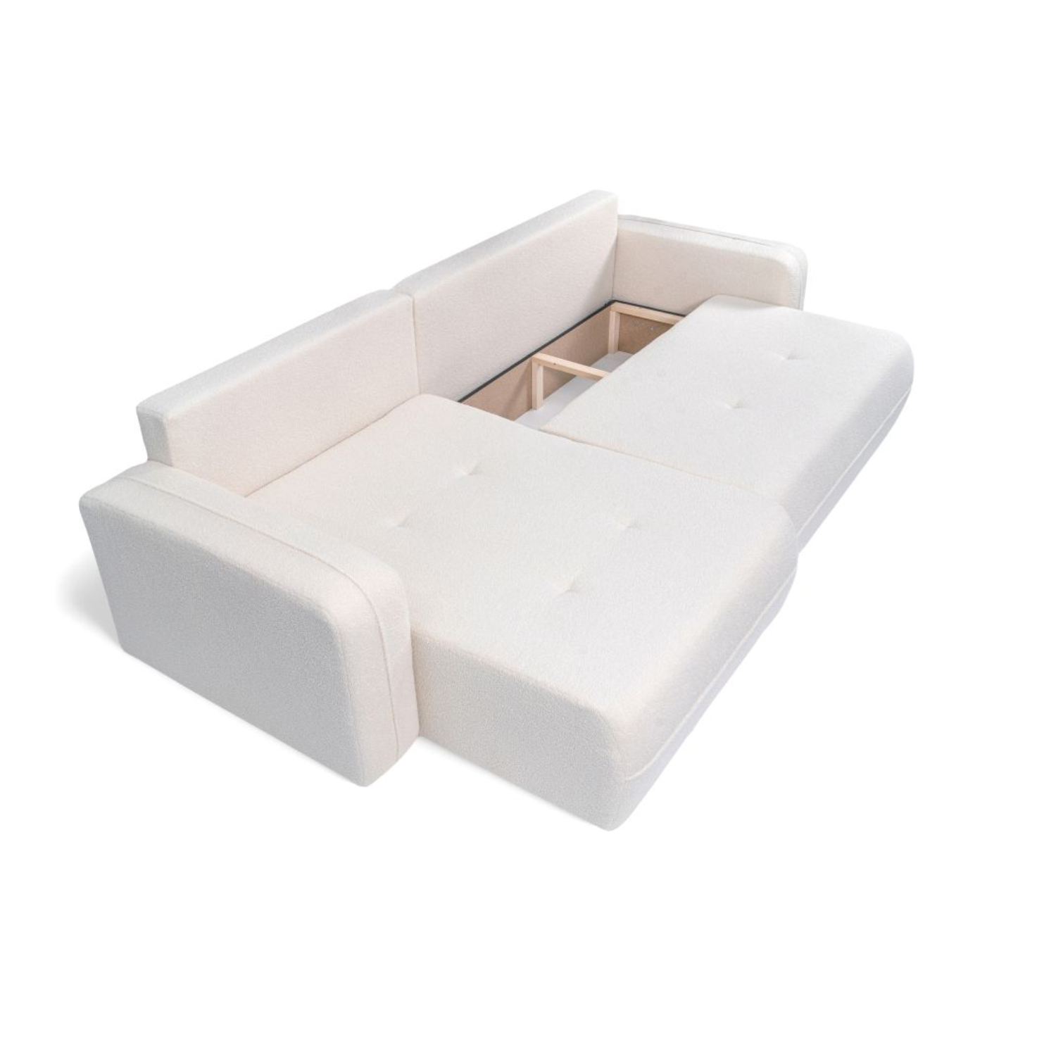 Canapé d'angle max réversible et convertible 5 places en tissu bouclettes