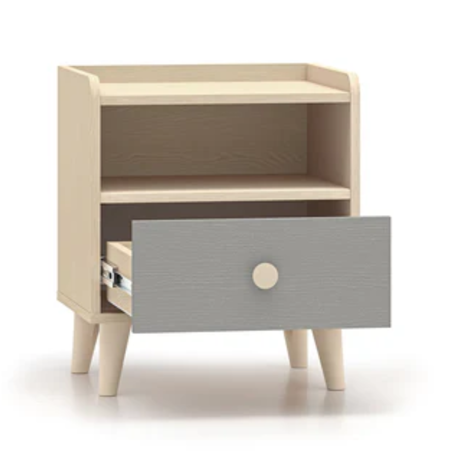 Table de chevet pour enfant en rose millénaire et sable du désert, avec bordure en ABS résistante aux chocs et à l'humidité