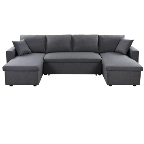 Canapé U panoramique convertible avec 2 coffres en tissu