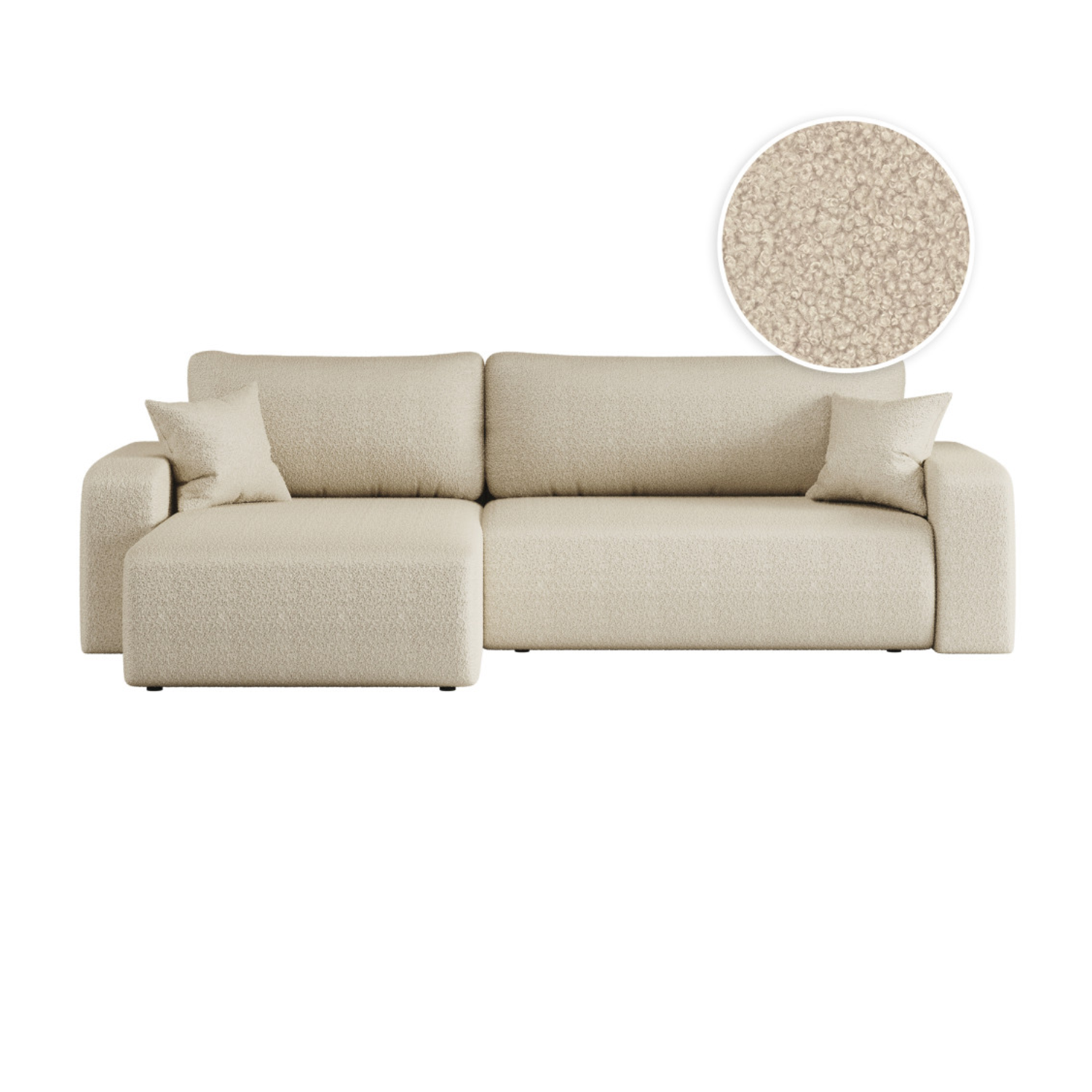 Canapé d'angle max réversible et convertible 5 places en tissu bouclette