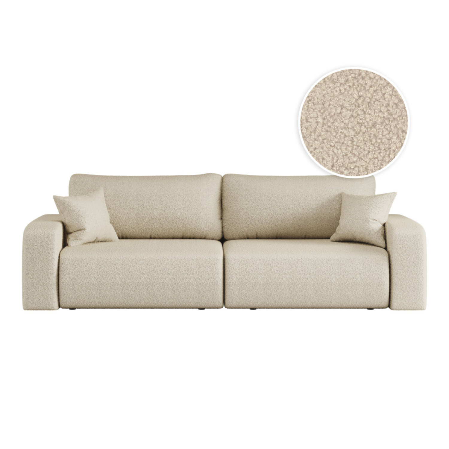 Canapé convertible 3 places – avec coffre de rangement – Tissu bouclette ou velours côtelé – Fabrication européenne