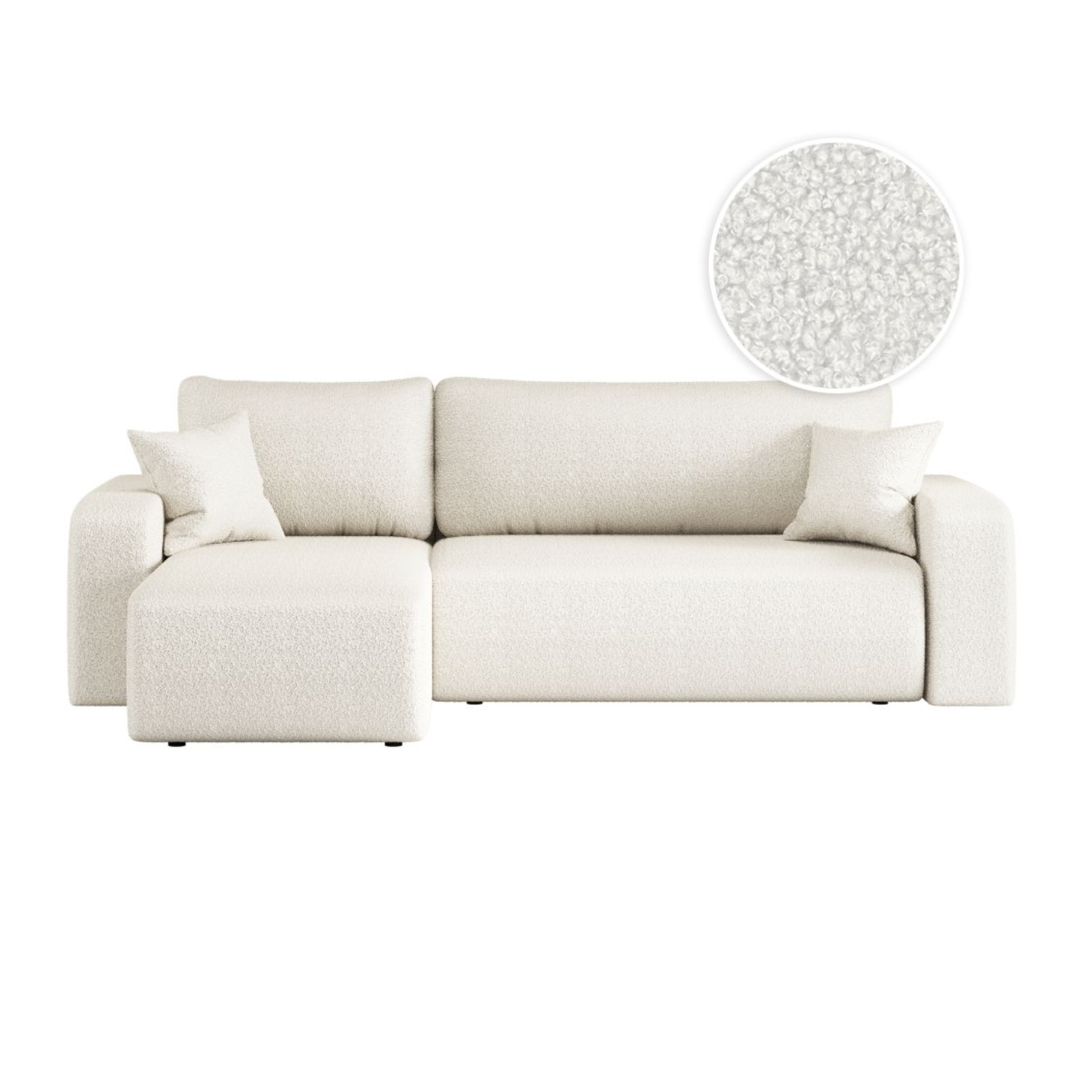 Canapé d'angle convertible et réversible 4 places en tissu bouclette