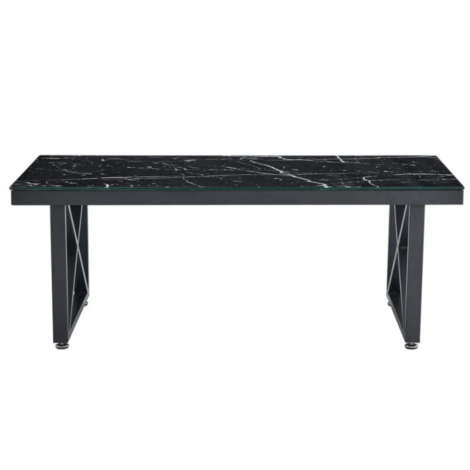 Table Basse Plateau en Marbre Blanc ou Noir et Pieds Métalliques