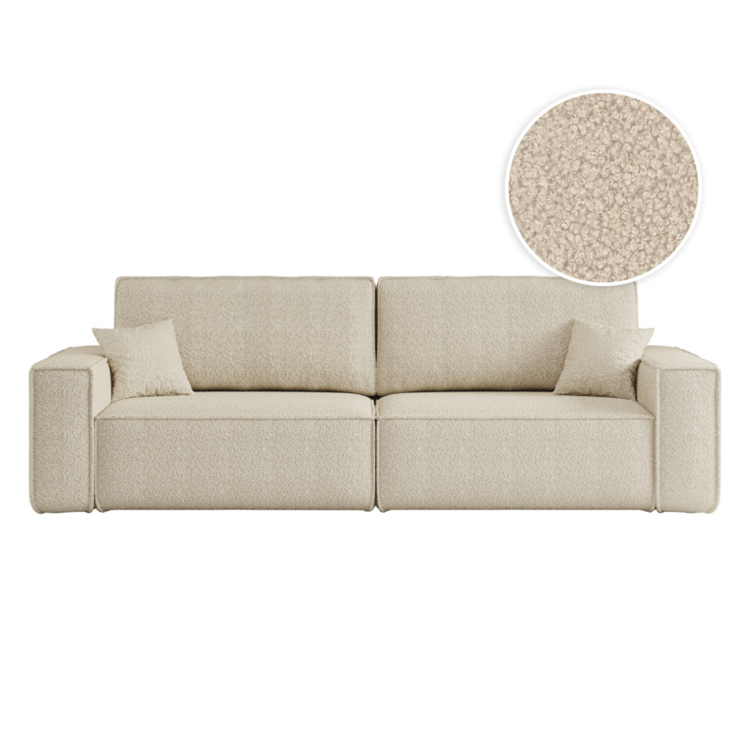 Canapé droit 3 places convertible en tissu bouclette