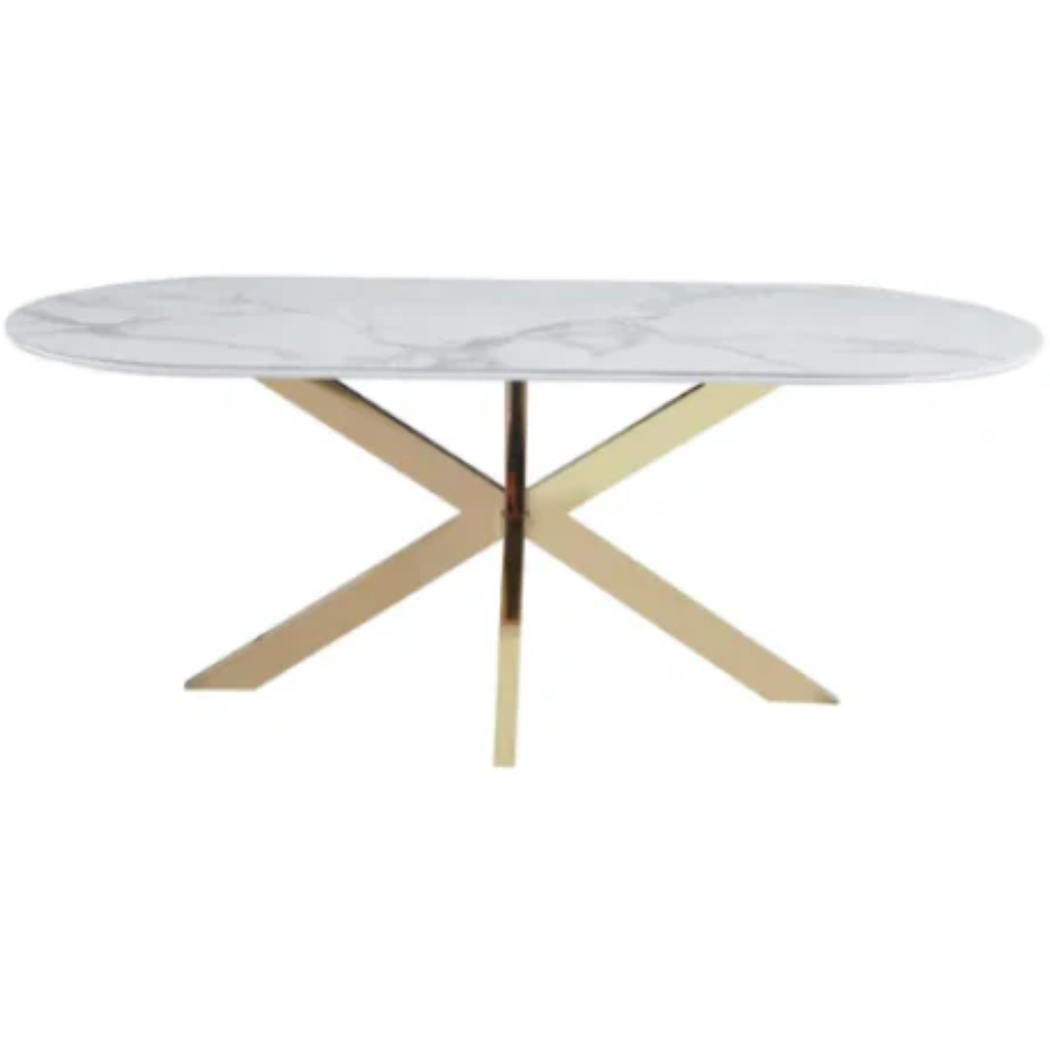 Tables à manger en Céramique Effet Marbre Blanc et Bases Métalliques