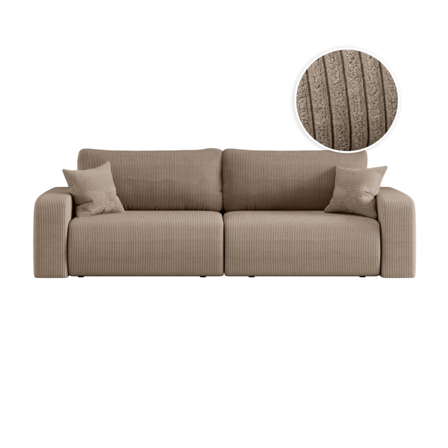 Canapé droit 3 places convertible en velours côtelé