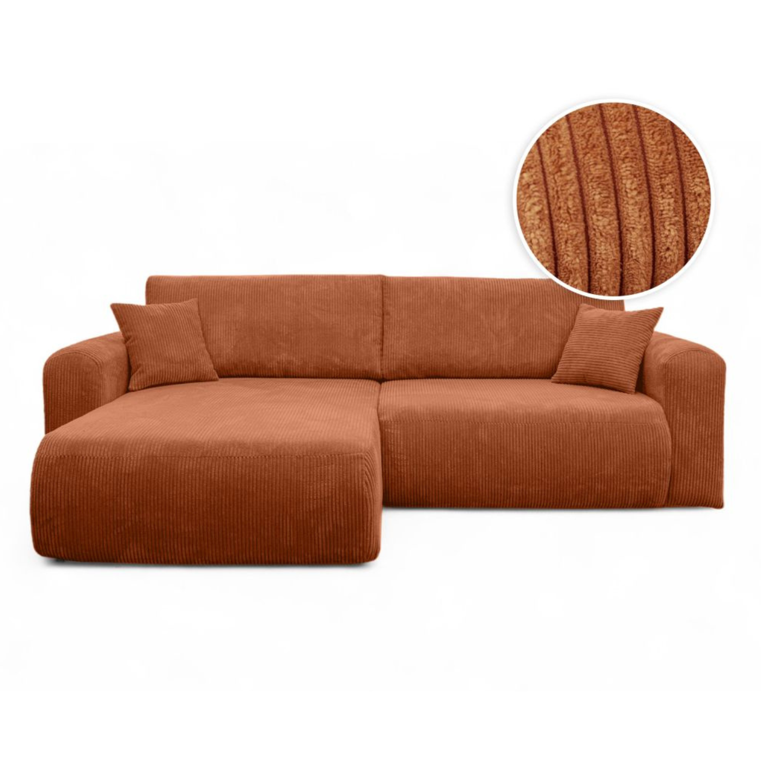 Canapé d’Angle Réversible – 4 Places – Convertible avec Coffre – Tissu Bouclette ou Velours Côtelé