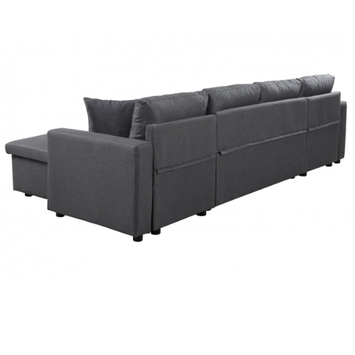 Canapé U panoramique convertible avec 2 coffres en tissu