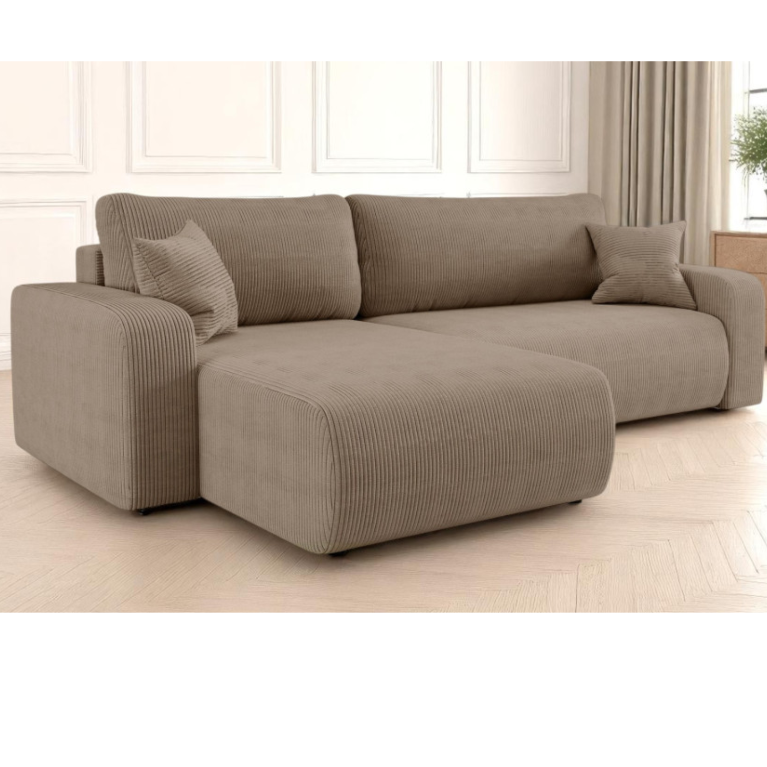 Canapé d'angle max réversible et convertible 5 places en velours côtelé