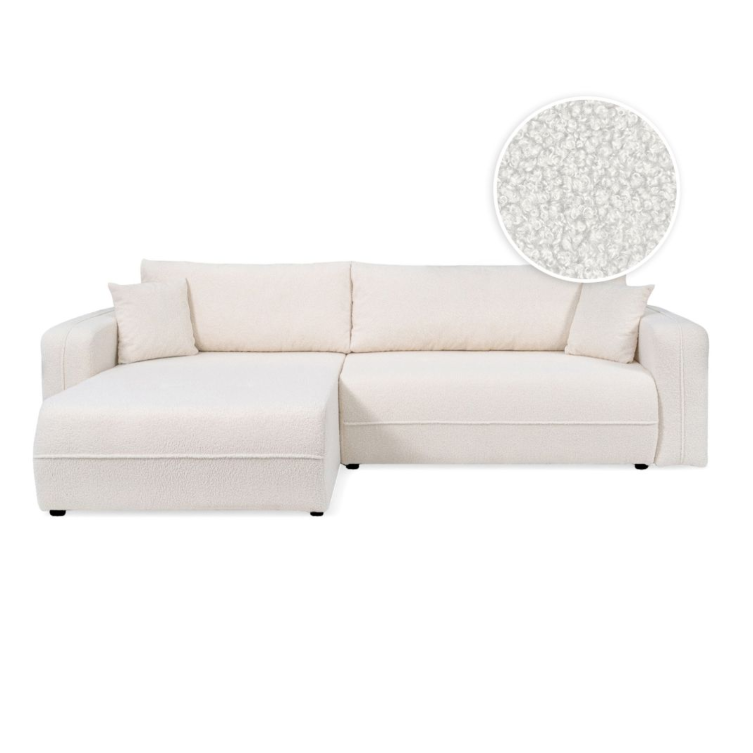 Canapé d'angle max réversible et convertible 5 places en tissu bouclettes