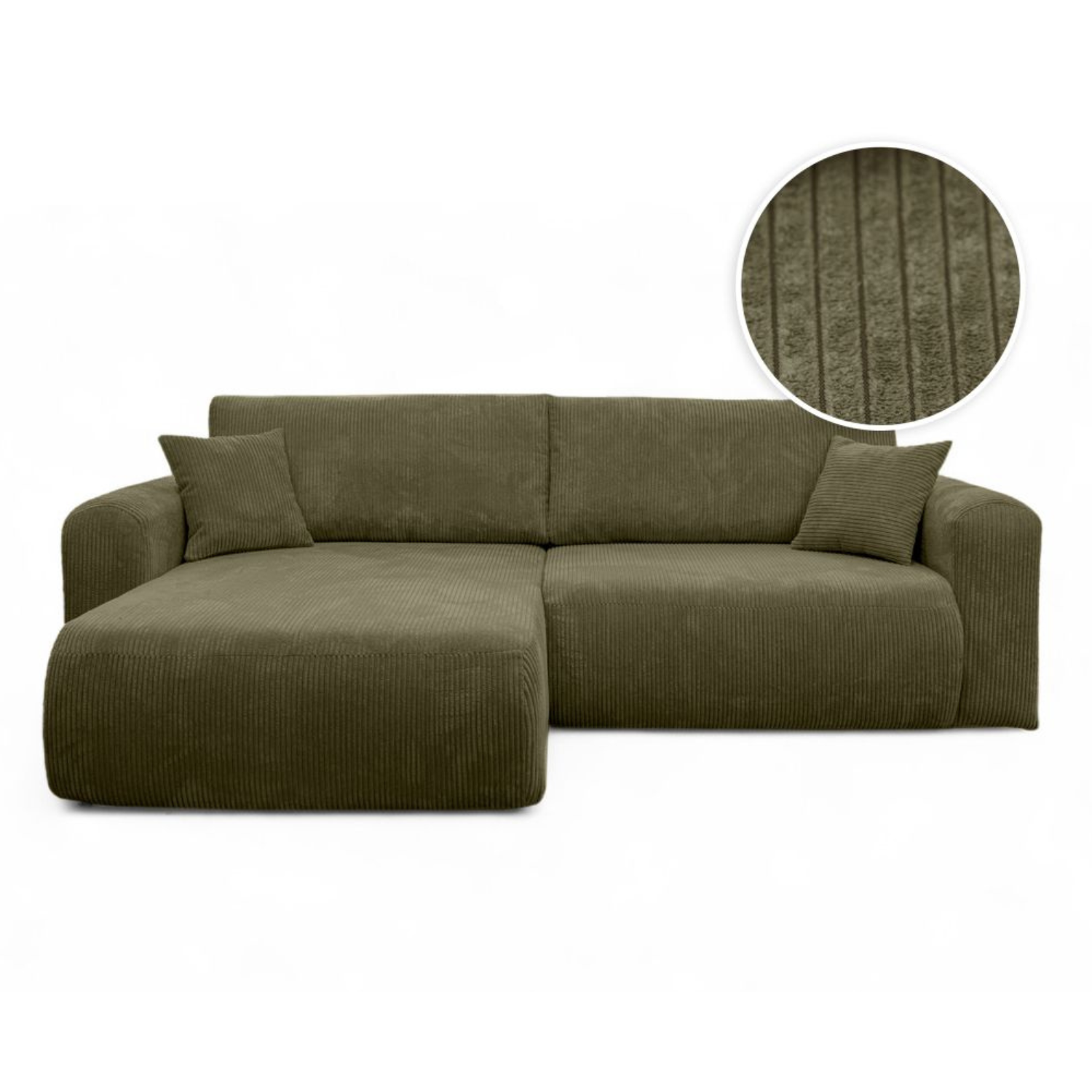 Canapé d’Angle Réversible – 4 Places – Convertible avec Coffre – Tissu Bouclette ou Velours Côtelé