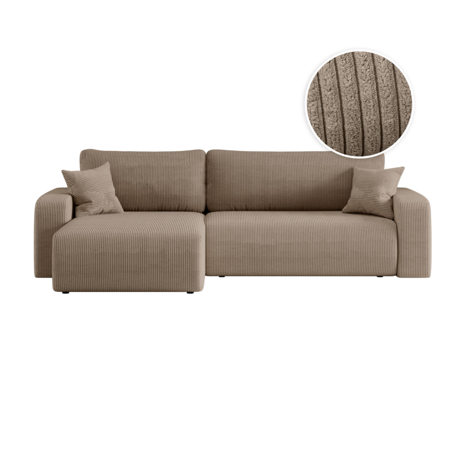 Canapé d'angle max réversible et convertible 5 places en velours côtelé