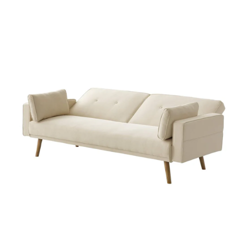 Canapé droit 3 places scandinave convertible en tissu