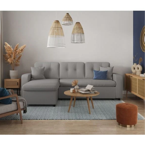 Canapé d'angle convertible réversible en tissu
