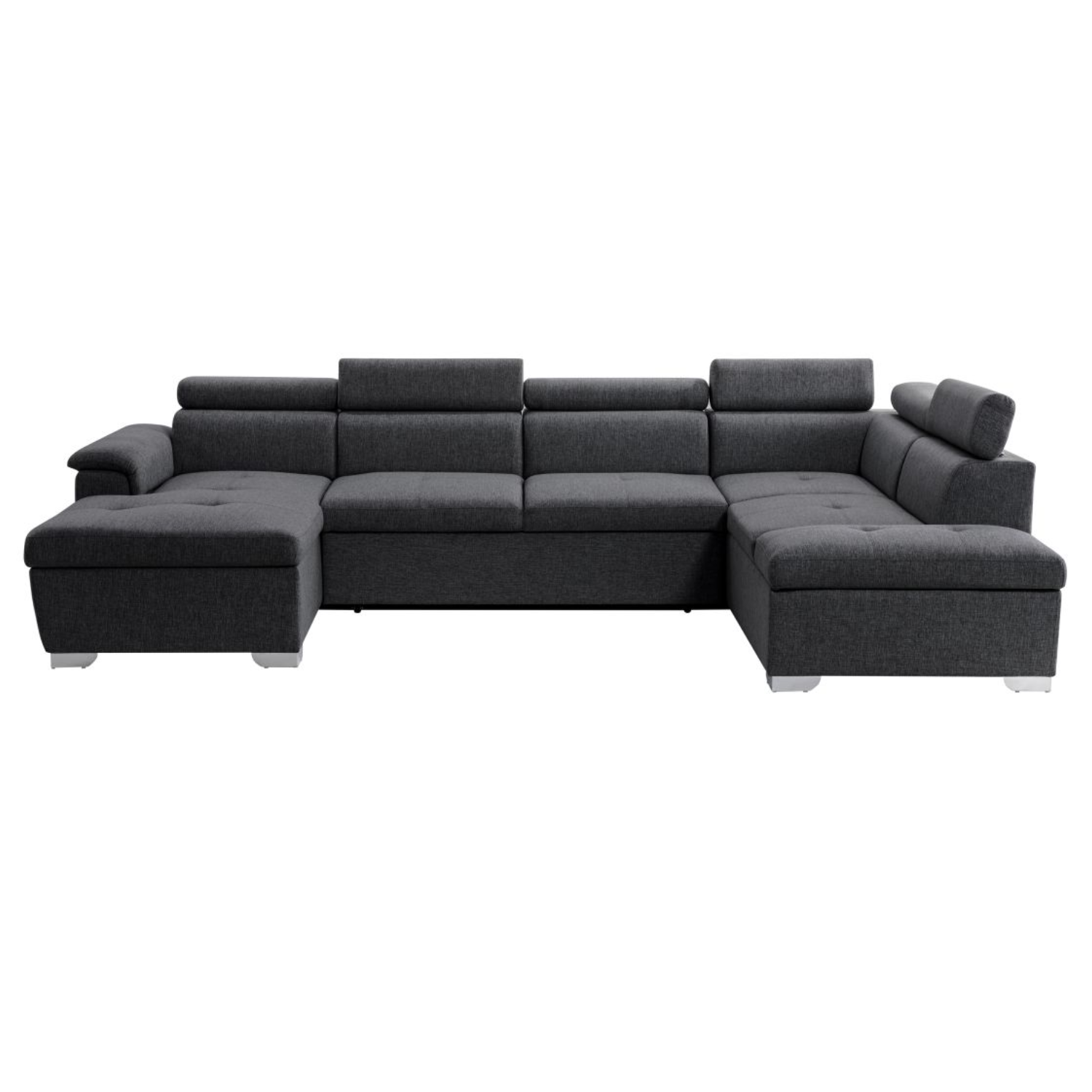 Canapé panoramique convertible avec 2 coffres en tissu