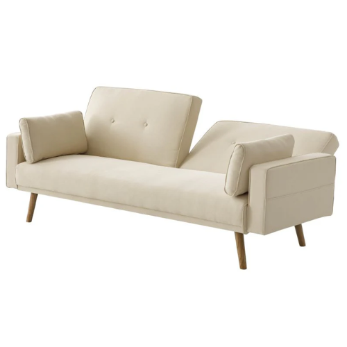 Canapé droit 3 places scandinave convertible en tissu
