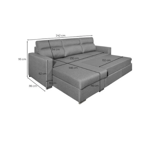 Canapé d'angle réversible convertible en tissu