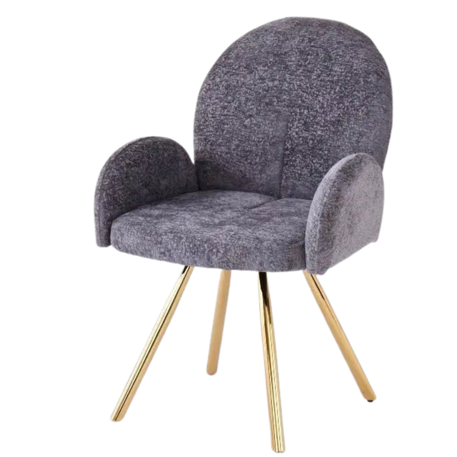 Chaise en tissu chenille avec dossier haut – Piètement en acier doré, argenté ou noir