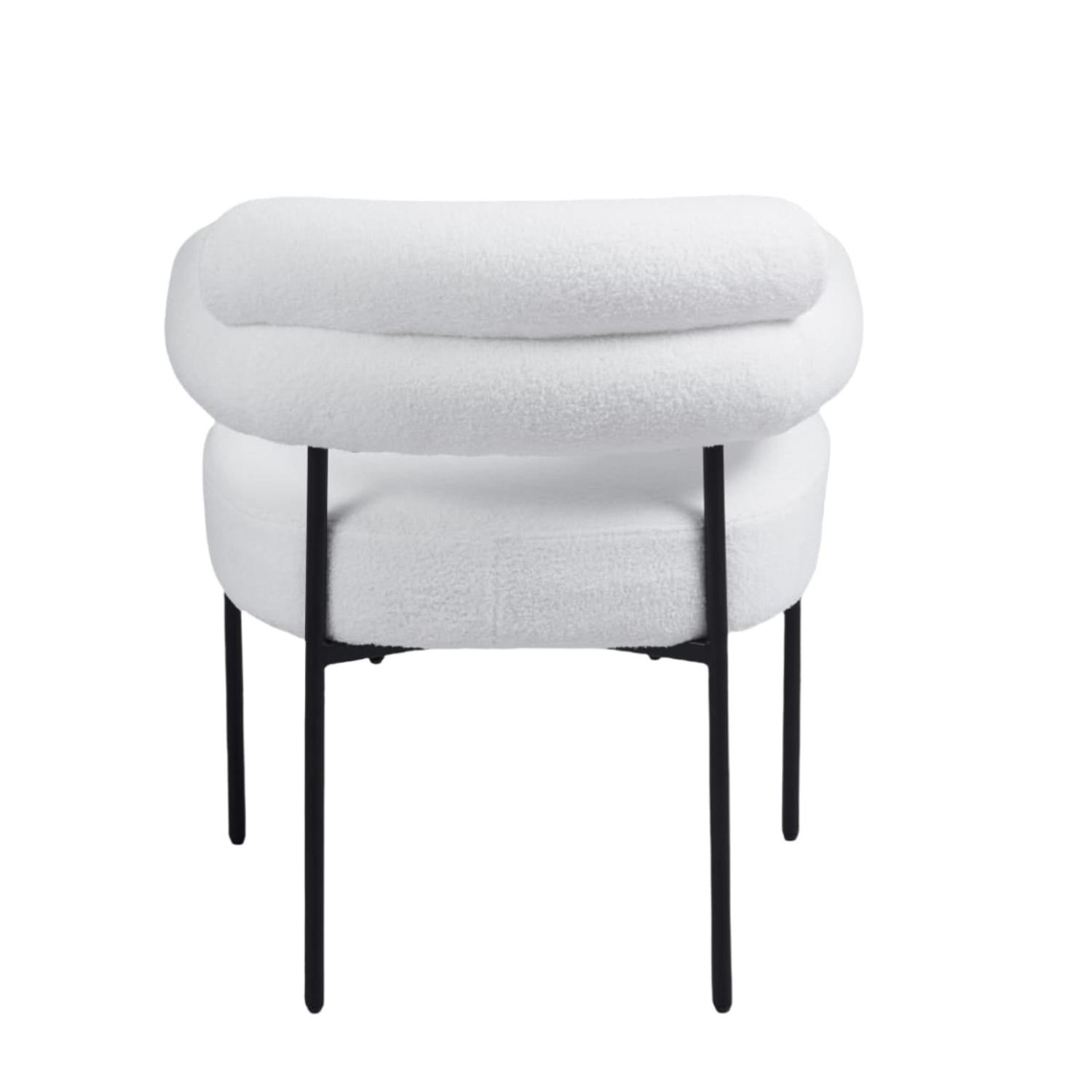 Chaise en Tissu Bouclé Blanc Doudou ou Velours avec piétement métallique