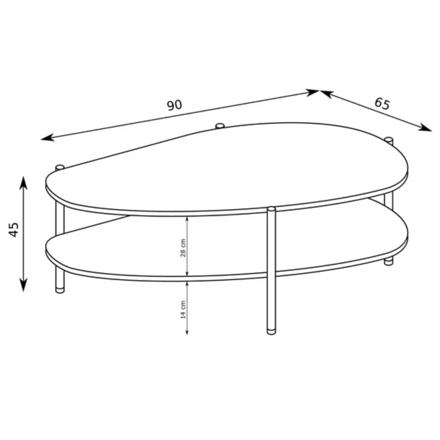 Table Basse Moderne à Deux Niveaux avec Structure en Métal