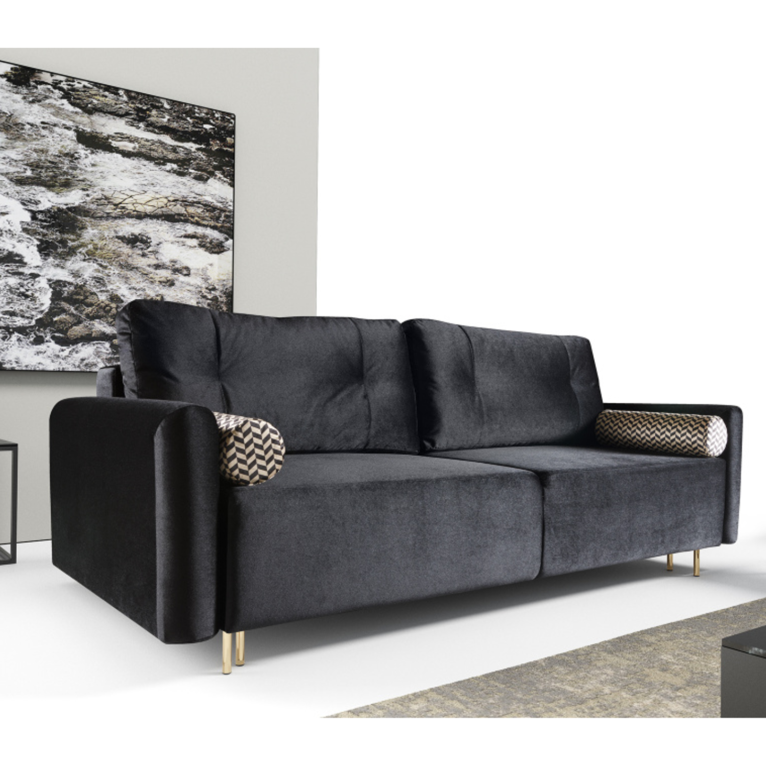 Canapé-lit 230cm avec fonction couchage et coffre – confort et élégance