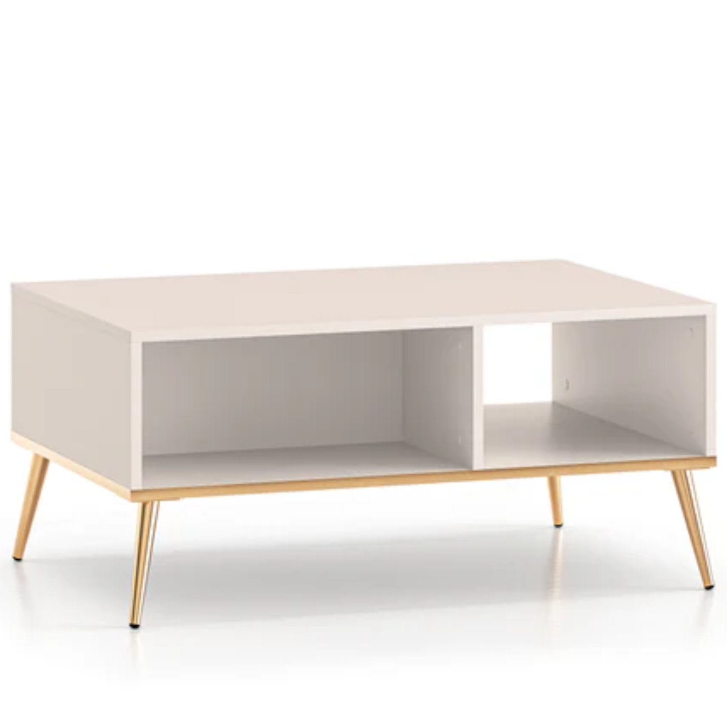 Table Basse  - Design Cachemire avec Pieds Dorés et Rangements Spacieux