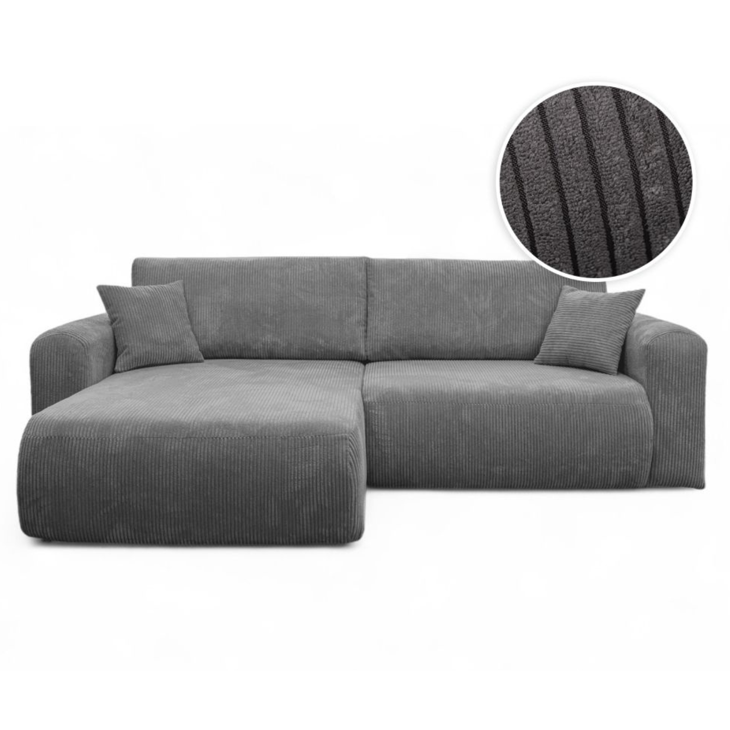 Canapé d’Angle Réversible – 4 Places – Convertible avec Coffre – Tissu Bouclette ou Velours Côtelé