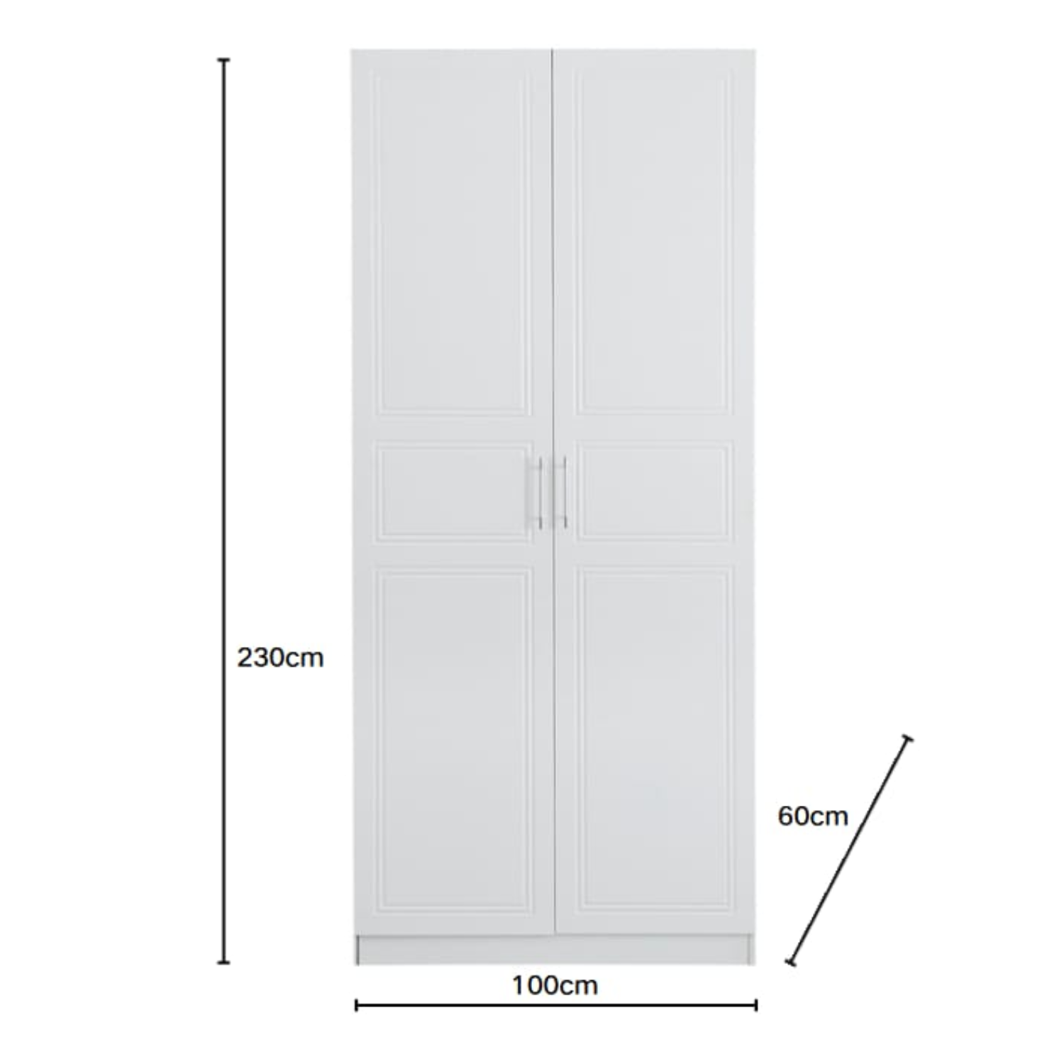 Armoire en Bois – Deux Portes – 230×100×60 cm – Noir ou Blanc