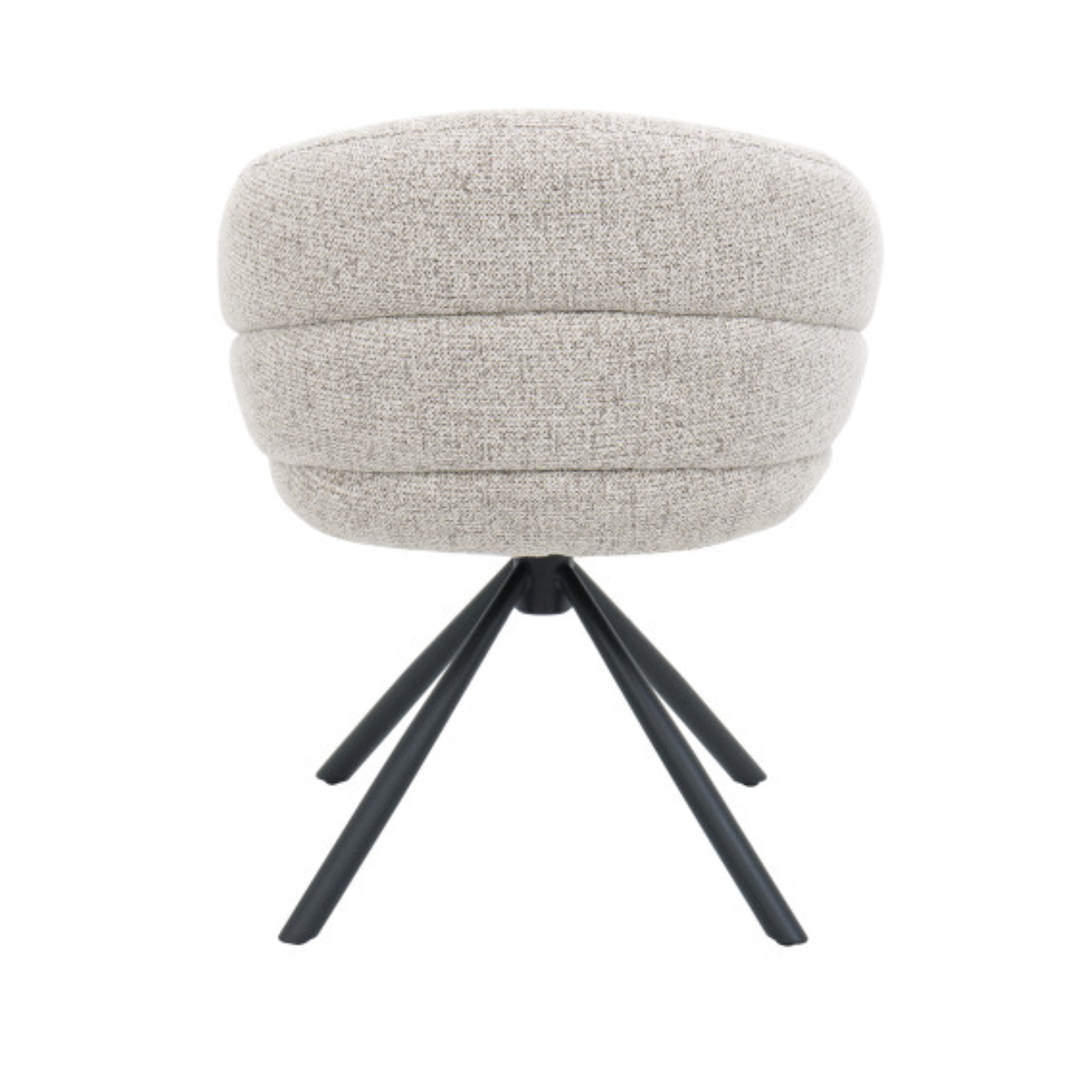 Chaise design pivotante 360° – Assise en tissu texturé, piétement en acier noir (Beige ou Taupe)