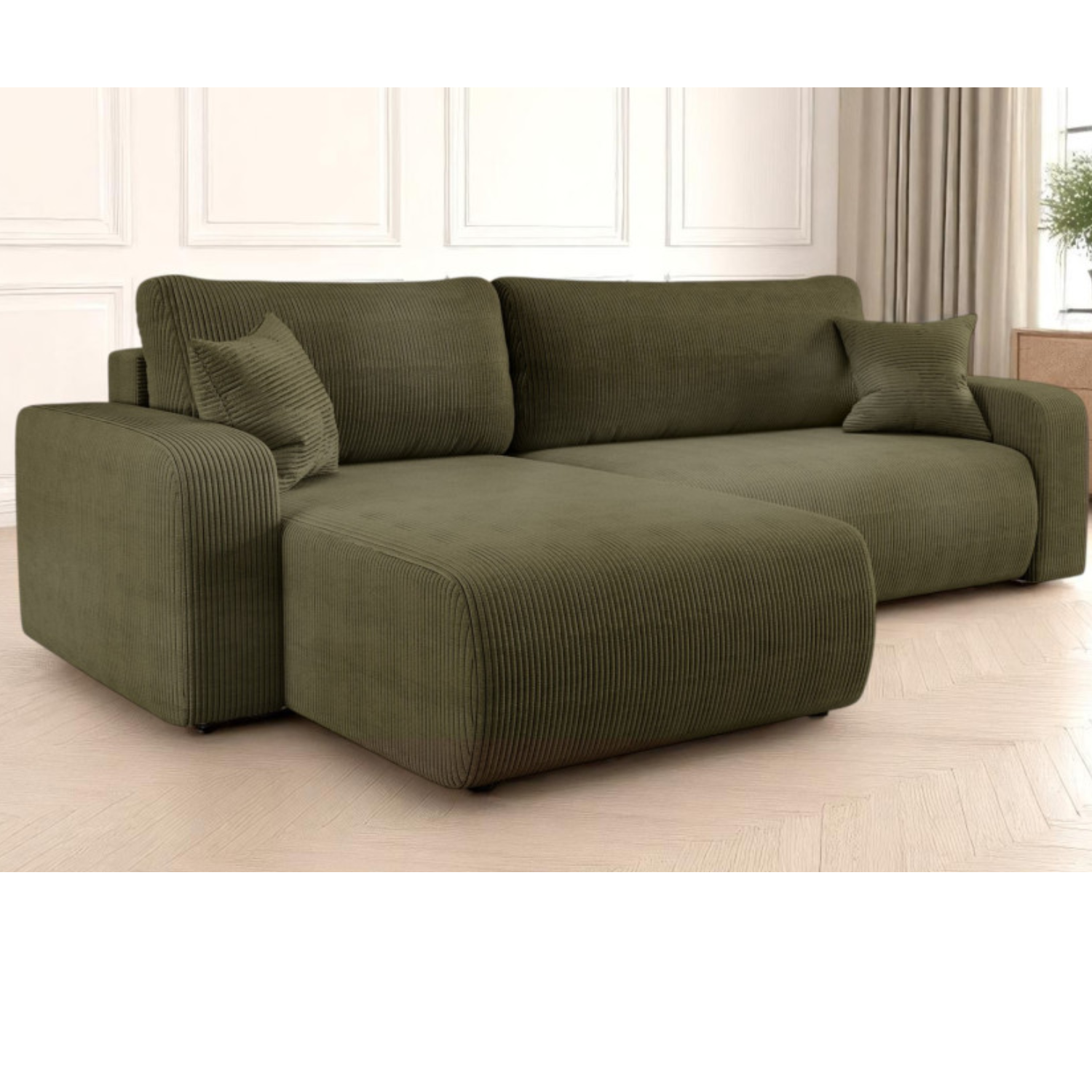 Canapé d'angle max réversible et convertible 5 places en velours côtelé