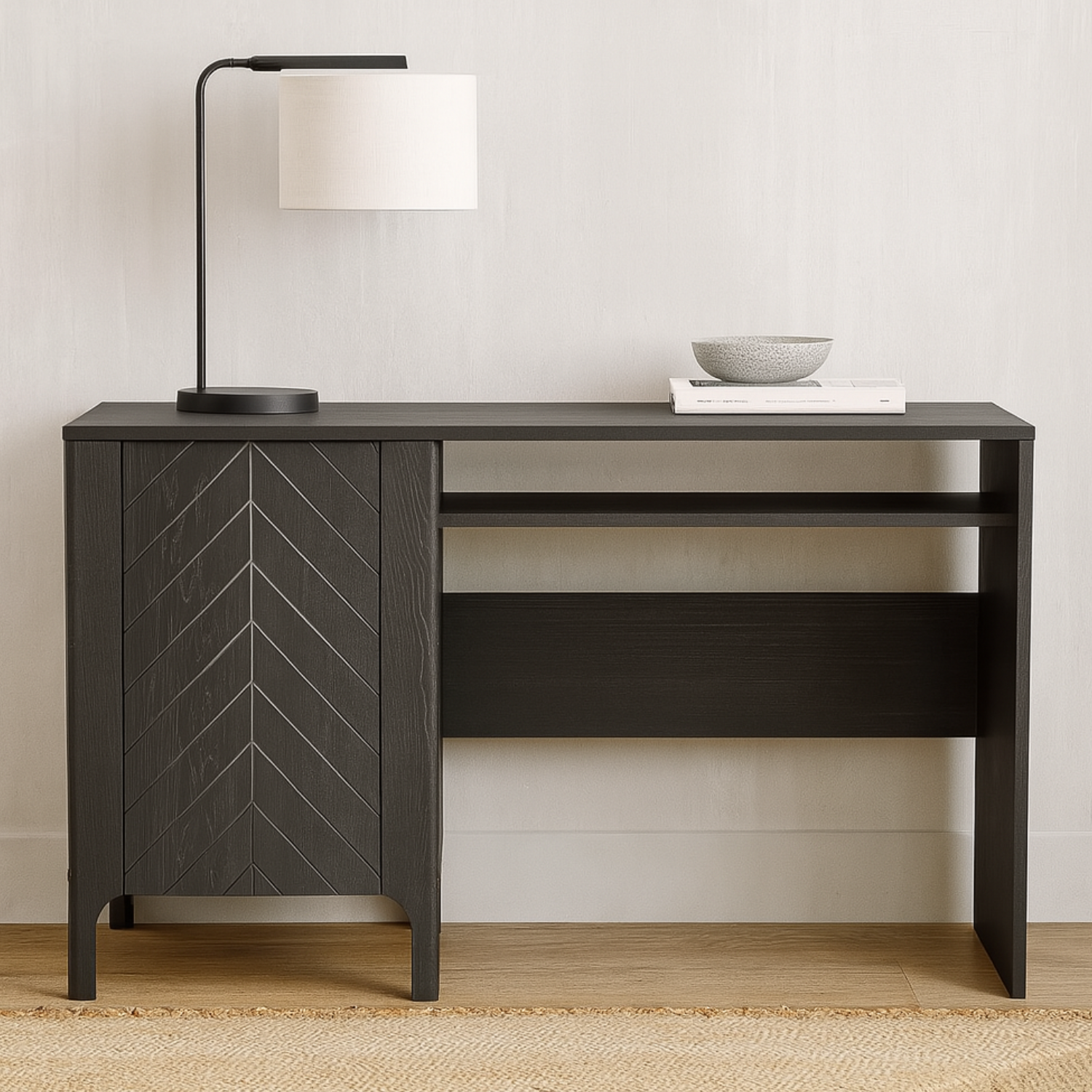 Bureau  avec armoire intégrée et finition noire élégante