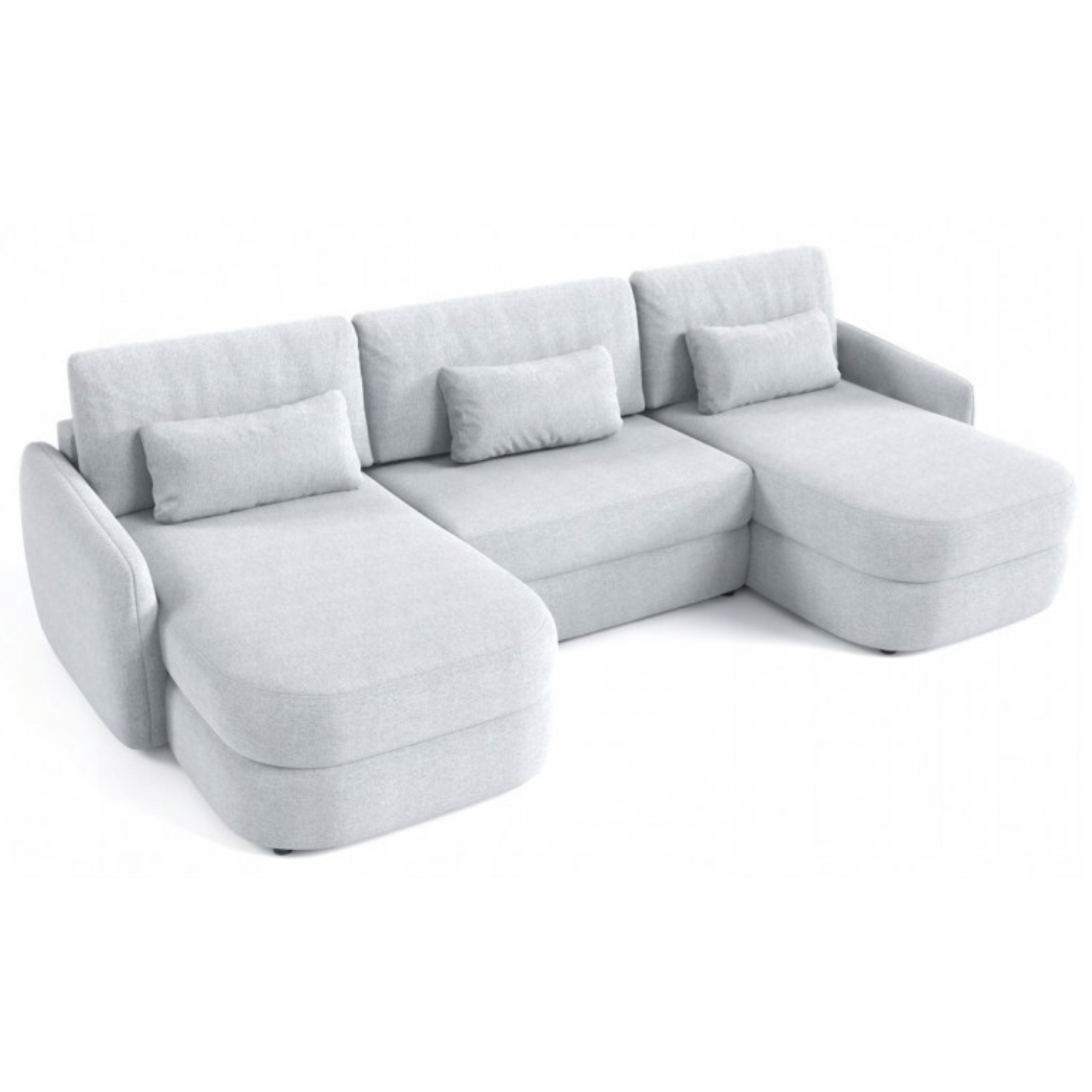 Canapé d’angle en U extensible avec rangement – Tissu Muse – 332 cm – Crème