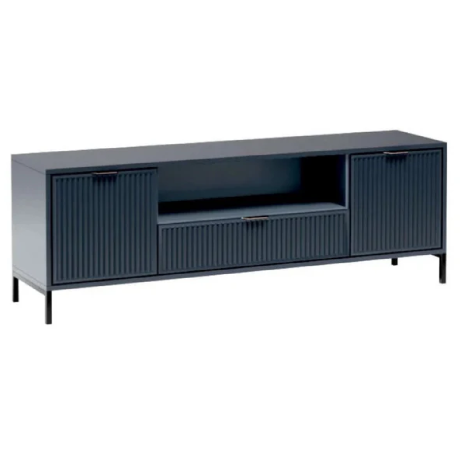 Meuble TV moderne avec rangements – 2 portes + tiroir + étagère centrale – 165 cm