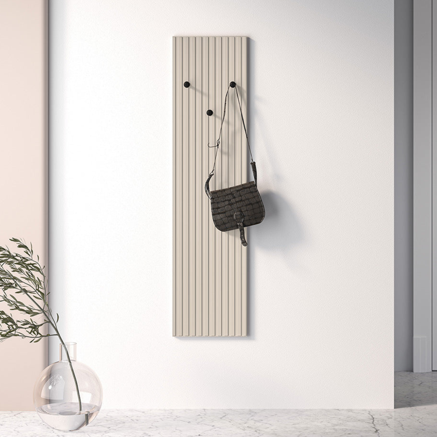 Cintre  Cachemire, MDF Fraisé, 3 Supports Noirs pour Vêtements d'Extérieur