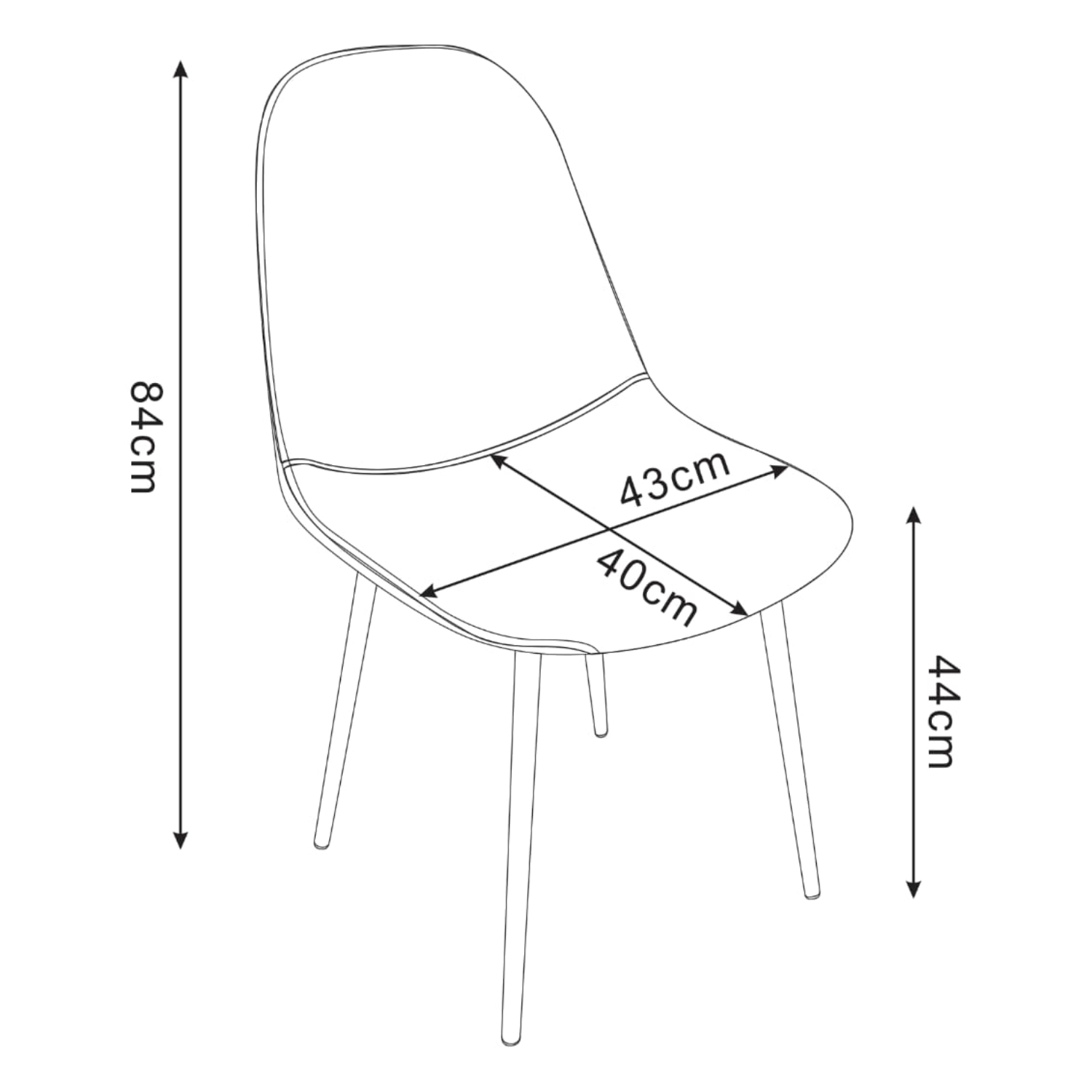 Chaise scandinave avec pieds métal effet bois noyer et Assise velours beige