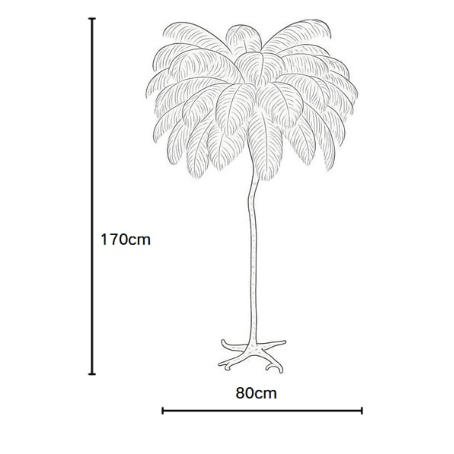 Lampadaire – Plume d’Autruche – 80×170 cm – Blanc ou Beige