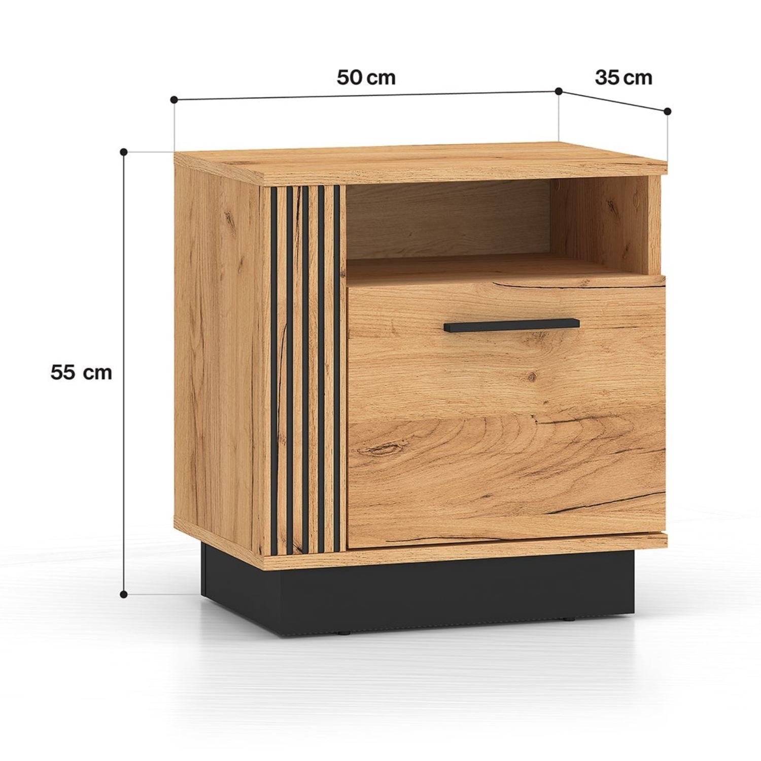 Table de Chevet Chêne Craft Gold et Noir – Assemblage Droite-Gauche, Design Moderne et Résistant