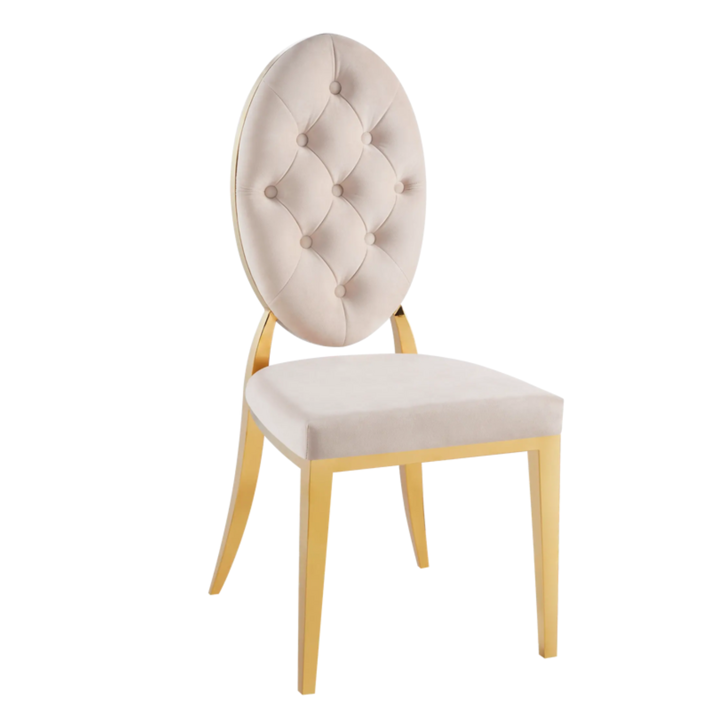 Ensemble salle à manger – Table marbre blanc pieds dorés & 4 chaises velours taupe