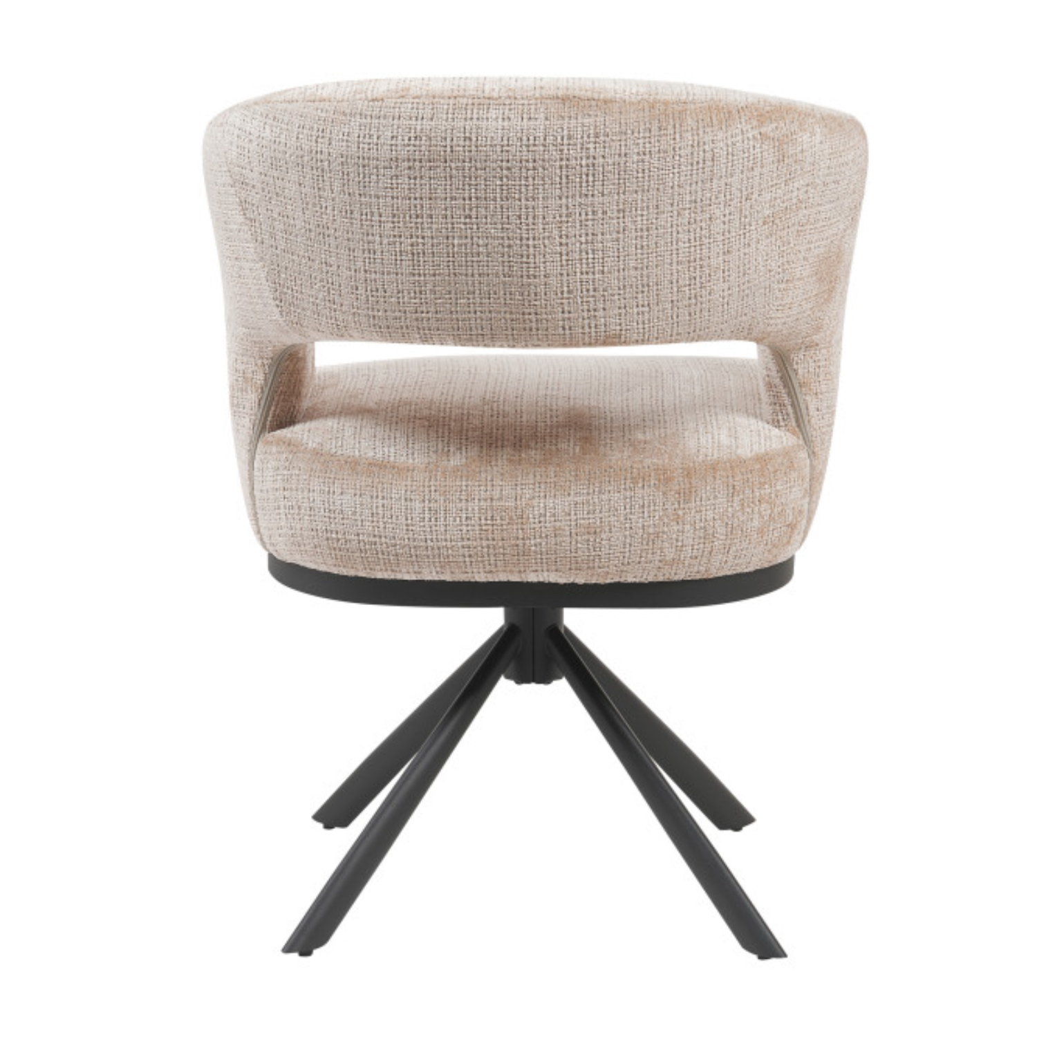 Chaise design pivotante 360° – Assise en tissu bouclé texturé, piétement en acier (Beige ou Taupe)