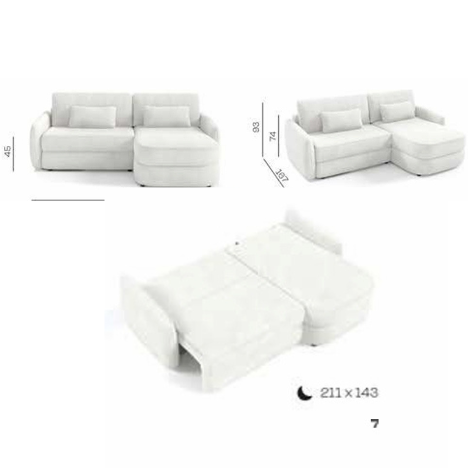 Canapé d’angle extensible avec rangement 240 cm – Crème