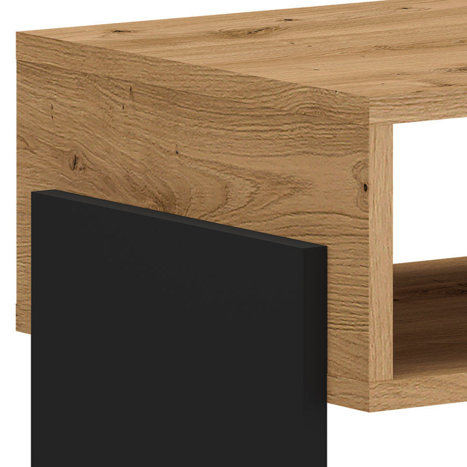Table de chevet avec Bordure ABS - Résistance et Esthétique en Chêne Artisanal et Noir