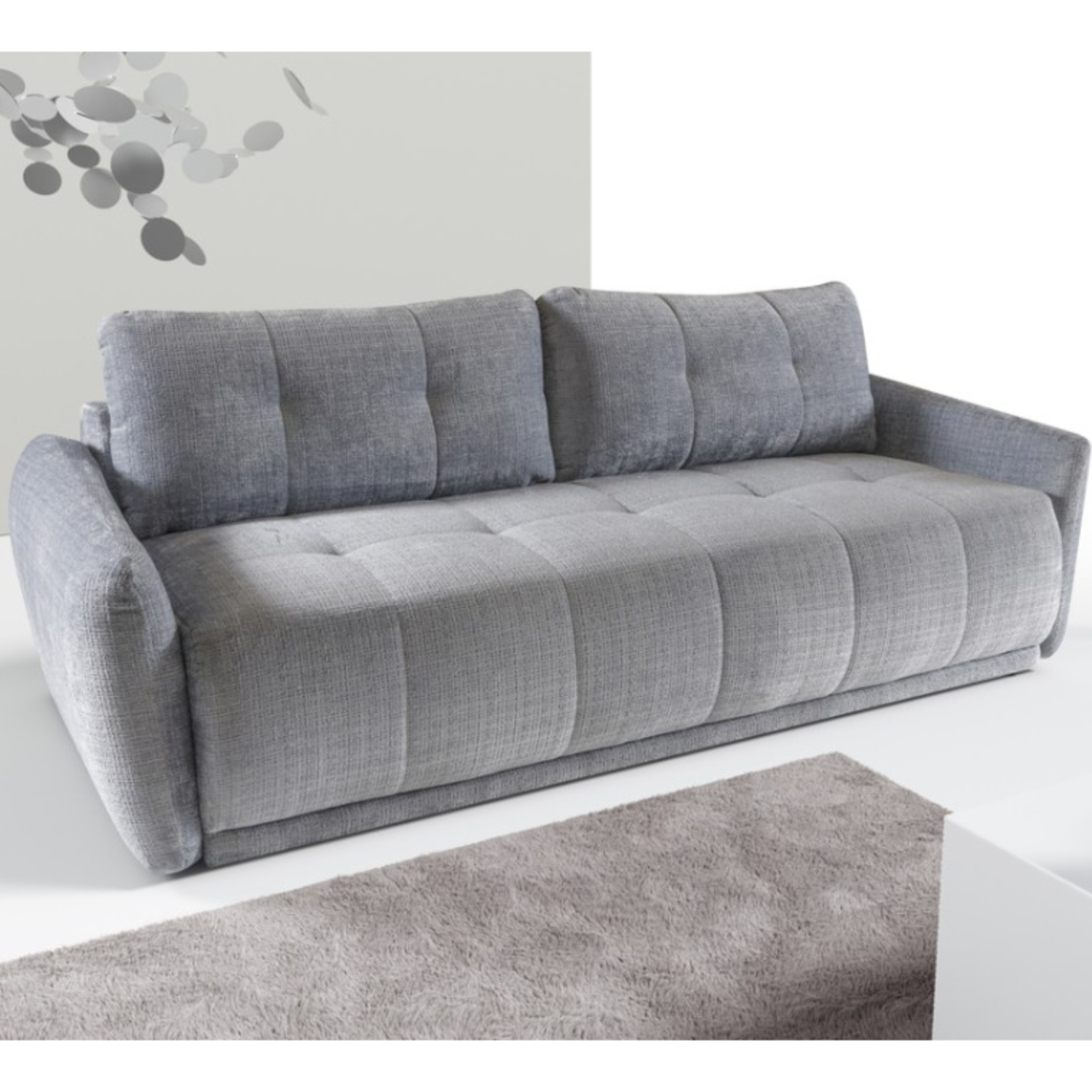 Canapé convertible 3 places avec coffre, couchage 142x200 cm, style moderne et fonctionnel