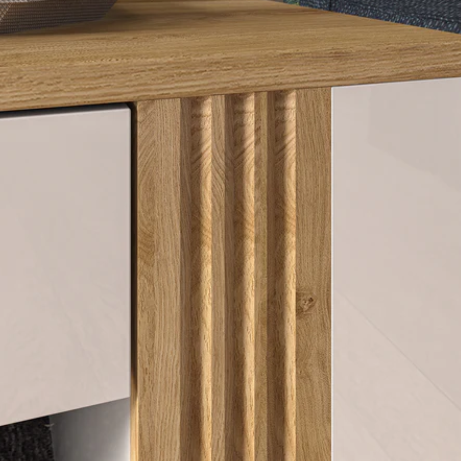 Table Basse Moderne en Chêne Castello et MDF Blanc Brillant