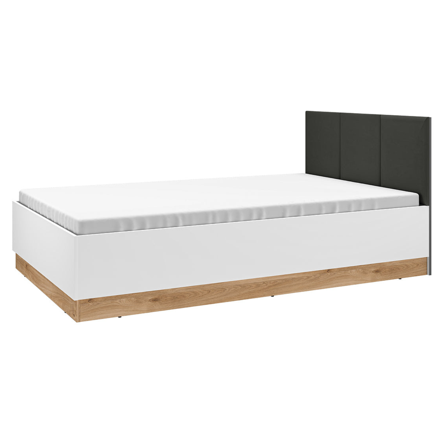 Lit Double Moderne avec Cadre Graphite et Blanc - MDF Haut de Gamme, Résistant aux Rayures et Humidité