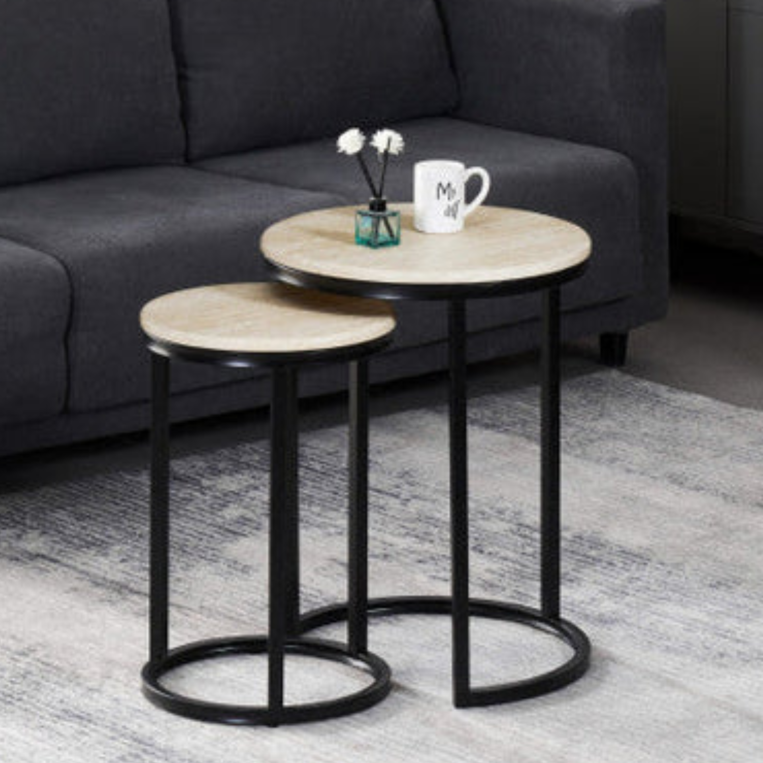 Table Zyra Design – Plateau Céramique Travertin et Piétement Acier Moderne